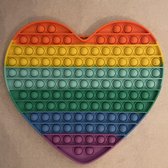 Fidget Toys- Popit XXL - pop it XXL- Mega - Heart - Hart - Regenboog - 30cm