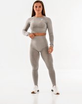 Vital sportoutfit / sportkleding set voor dames / fitnessoutfit legging + sport top (lichtgrijs)