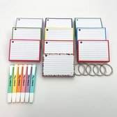 Leitner Flashcards - Colour Pack 500 A7 Flashcards met Stabilo Swing Cool pastel etui  - 10 pakjes A7 flashcards in 10 kleuren - Perforatie en 5 klikringen - 100% FSC Karton & 100% Gemaakt in