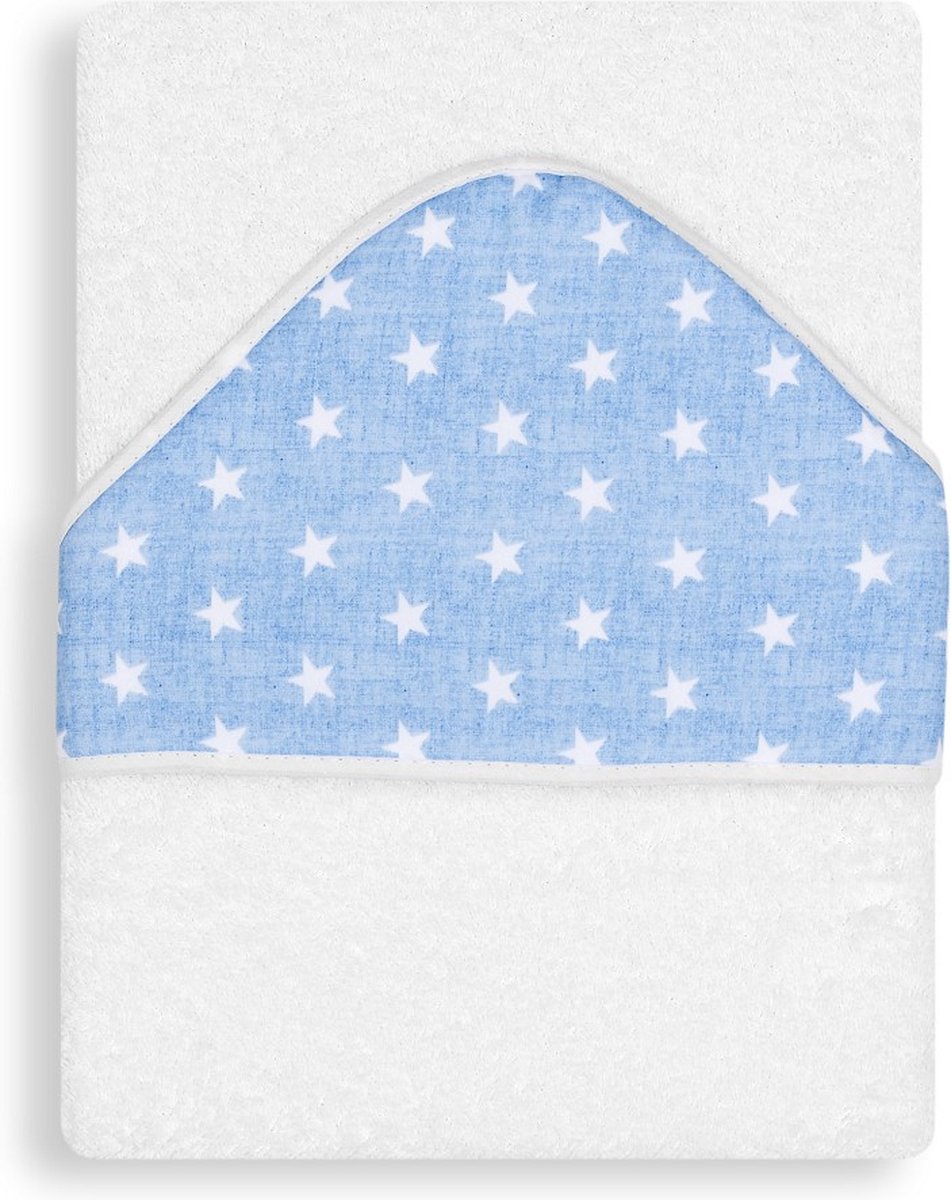 Interbaby Handdoek Sterren 100 X 100 Cm Katoen Wit/blauw
