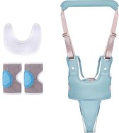 Looptrainer Baby Loopharnas Leren Lopen Gratis Slabbetje en Knie Beschermers Loop Assistent Blauw Kraamcadeau Babyshower