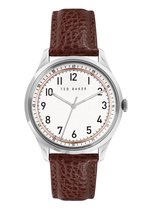 Ted Baker Daquir - Herenhorloge - BKPDQS109 - Zilver - Bruin - Lederen horlogeband - 40 MM - Gespsluiting