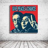 Pop Art John Lennon & Yoko Ono Canvas - 80 x 80 cm - Canvasprint - Op dennenhouten kader - Geprint Schilderij - Popart Wanddecoratie