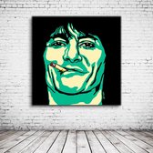 Pop Art Ron Wood Canvas - 90 x 90 cm - Canvasprint - Op dennenhouten kader - Geprint Schilderij - Popart Wanddecoratie