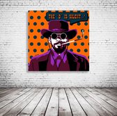 Django Unchained Pop Art Canvas - 100 x 100 cm - Canvasprint - Op dennenhouten kader - Geprint Schilderij - Popart Wanddecoratie