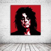 Pop Art Alice Cooper Canvas - 80 x 80 cm - Canvasprint - Op dennenhouten kader - Geprint Schilderij - Popart Wanddecoratie