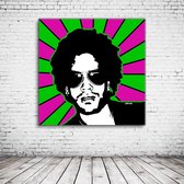 Lenny Kravitz Pop Art Acrylglas - 80 x 80 cm op Acrylaat glas + Inox Spacers / RVS afstandhouders - Popart Wanddecoratie