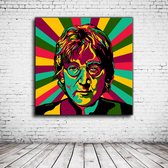 Pop Art John Lennon Acrylglas - 100 x 100 cm op Acrylaat glas + Inox Spacers / RVS afstandhouders - Popart Wanddecoratie