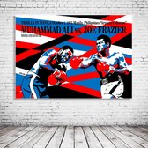 Ali versus Frazier Pop Art Canvas - 100 x 65 cm - Canvasprint - Op dennenhouten kader - Geprint Schilderij - Popart Wanddecoratie