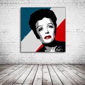 Edith Piaf Art Canvas - 90 x 90 cm - Canvasprint - Op dennenhouten kader - Geprint Schilderij - Popart Wanddecoratie