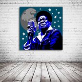 Pop Art Charles Bradley Canvas - 90 x 90 cm - Canvasprint - Op dennenhouten kader - Geprint Schilderij - Popart Wanddecoratie