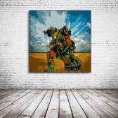 Art The Unknown Soldier Acrylglas - 80 x 80 cm op Acrylaat glas + Inox Spacers / RVS afstandhouders - Popart Wanddecoratie