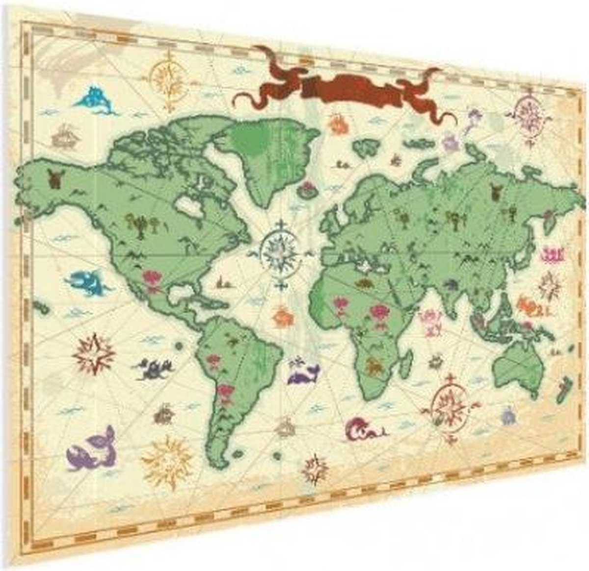 Wereldkaart Artistieke Driehoeken - Poster op fotopapier