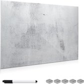 Navaris glassboard - Magnetisch bord voor aan de wand - Memobord van glas - 60 x 40 cm - Magneetbord inclusief magneten en marker - Beton design