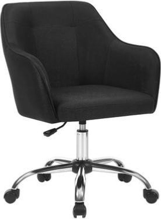Segenn's Bureaustoel - Comfortabele Bureaustoel - In Hoogte Verstelbare Computerstoel - Belastbaar tot 120 kg - Stalen Frame - Imitatie Linnen - Ademend - Thuiskantoor - Kantoor - Zwart