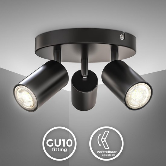 B.K.Licht - Opbouwspot - zwart - plafondspots met 3 lichtpunten - GU10  fitting -... | bol.com