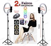 2x Selfie LED Ring Lamp 26Cm Multicolour + Statief 210 CM Inclusief Bluetooth afstandsbediening en Telefoonhouder Selfie - lamp -Ringlamp - Statief - Tik tok - flitser – Make up li