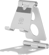 Sinji Foldable stand – Telefoon en tablethouder – Opvouwbaar en verstelbaar – Aluminium – Antislip en antikras siliconen - Zilver