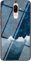 Voor Nokia 7 Plus Sterrenhemel Geschilderd Gehard Glas TPU Schokbestendige Beschermhoes (Star Chess Rob)