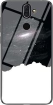 Voor Nokia 8 Sirocco Sterrenhemel Geschilderd Gehard Glas TPU Schokbestendig Beschermhoes (Universe Sterrenhemel)