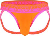 Sukrew - BLOC Jockstrap - Oranje/Roze - Maat L - Heren ondergoed - Mannen onderbroek