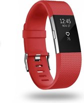 Siliconen Smartwatch bandje - Geschikt voor Fitbit Charge 2 siliconen bandje - rood - Strap-it Horlogeband / Polsband / Armband - Maat: Maat L
