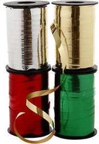 Cadeaulint, b: 10 mm, groen metallic, goud metallic, rood metallic, zilver metallic, 4x250m