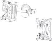 Sterling zilveren oorbel vierkant Hoge setting Crystal (5MM)