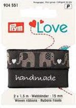 prym love 904551 weefband grijs/olifant 2x1,5mtr 15mm