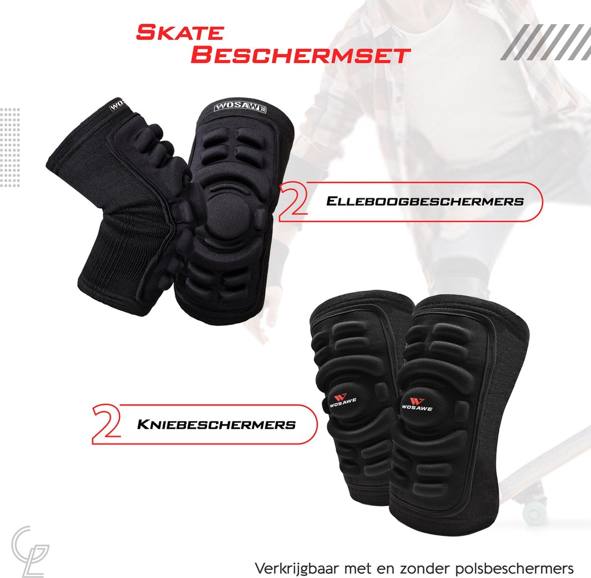 Skate Beschermset Volwassenen - 2-Delig - Elleboogbeschermers -  Kniebeschermers -... | bol.com