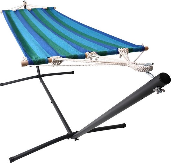 DETEX Hammock with Frame, Durable, Robust Portable Outdoor Hammock, Travel Hammock, Camping Hammock, Garden, Balcony, Blue