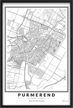Poster Stad Purmerend A4 - 21 x 30 cm (Exclusief Lijst) Citymap - Stadsposter - Plaatsnaam poster Purmerend - Stadsplattegrond