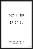 Poster Coördinaten Ijsselstein A3 - 30 x 42 cm (Exclusief Lijst)