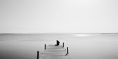 Tuinposter - Zee / Water - Strand in wit / grijs / zwart - 80 x 160 cm