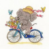 Borduurpakket olifant op de fiets van Bothy Threads XEL09