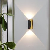LED buitenwandlamp 12W Warmwitte licht -(zwart plus goud)