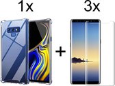 Samsung Galaxy Note 9 hoesje shock proof case transparant - 3x Samsung Galaxy Note 9 Screenprotector UV
