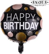 Happy Birthday Dots Black * Snoes * Ronde Folie Ballon * Zwart met Stippen* Zwart wit goud