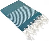 Fashion4wellness Hamamdoek Deniz Ultra marine Green /  FOUTA - STRANDLAKEN - SAUNADOEK - Size 6 - 230 X 160 CM KATOEN