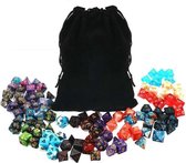 Polydice set voordeel - 106 delig | 15 sets van 7 dobbelstenen (105 stuks) van zeer hoge kwaliteit | Inclusief gratis velours dice bag  |dungeons and dragons dnd dice | D&D Pathfinder RPG| Po