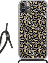 iPhone 11 Pro Max hoesje met koord - Luipaardprint Goud