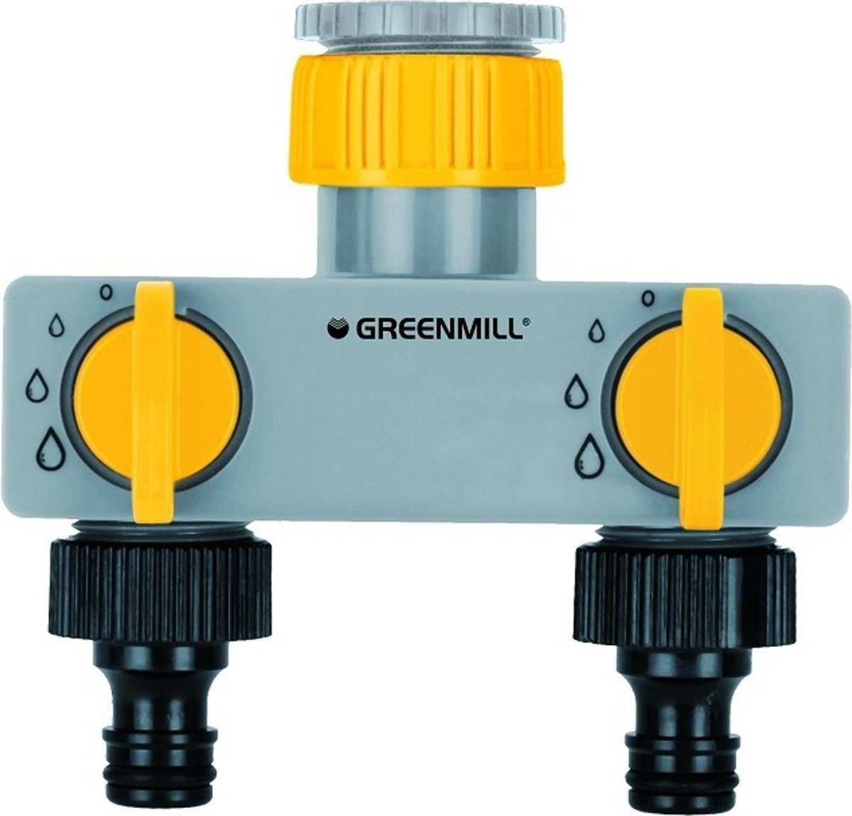 Greenmill GB1683C - Kraan aansluiting van twee slange - Dubbel spruitstuk 1 "-3/4"