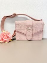 Michelle - Crossbody Tas - Flap Met Magneetsluiting - Roze - Afneembaar En Verstelbaar Hengsel - Kunstleer