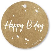 Tallies Cards - kadokaartjes  - bloemenkaartjes - Happy B'day - Kraft Look a Like - set van 5 kaarten - verjaardagskaart - verjaardag - felicitatie - proficiat - 100% Duurzaam