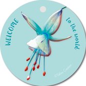 Tallies Cards - kadokaartjes  - bloemenkaartjes - Welcome to the world blue - Flowerpower - set van 5 kaarten - geboortekaart - geboorte - baby - in verwachting - 100% Duurzaam