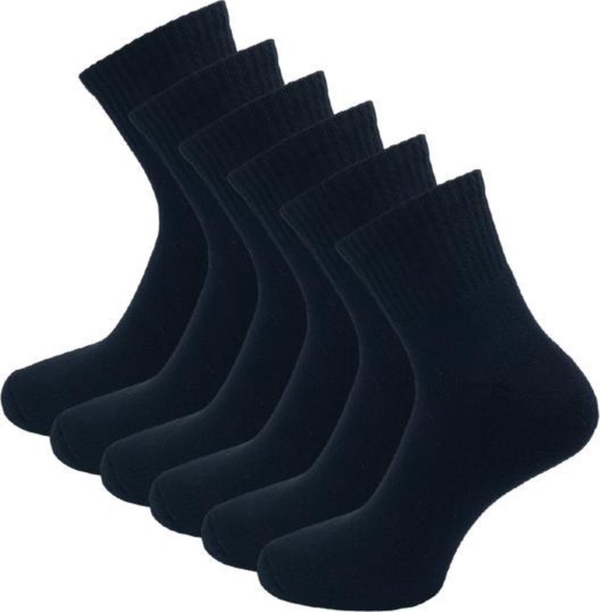 6 paar Badstof Quarter Sneakersokken - SQOTTON® - Zwart - Maat 39-42