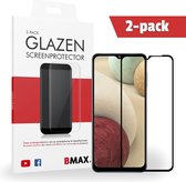 2-pack BMAX geschikt voor Samsung Galaxy A12 Glazen Screenprotector / Full Cover gehard glas / Beschermglas / Tempered Glass / Glasplaatje - Zwart