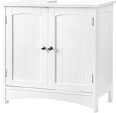 wastafel onderkast onderkast badkamermeubel 2 deuren met verstelbare plank hout, wit, 60 x 60 x 30 cm (B x H x D) BBC01WT