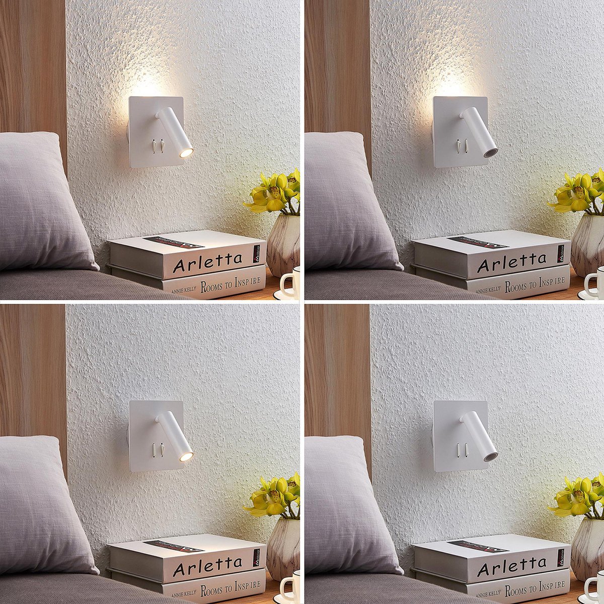 Lucande - LED wandlamp - 2 lichts - aluminium - H: 14 cm - mat wit - Inclusief lichtbronnen