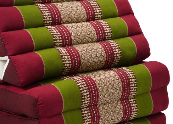 Fine Asianliving Thais Kussen Meditatie Driehoek Vloer Ligmat Yoga Uitklapbaar Kapok 54x180x6cm XL Bordeaux Groen Meditatie Mat Matras van Fine Asianliving — afbeelding 3
